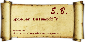 Spieler Balambér névjegykártya